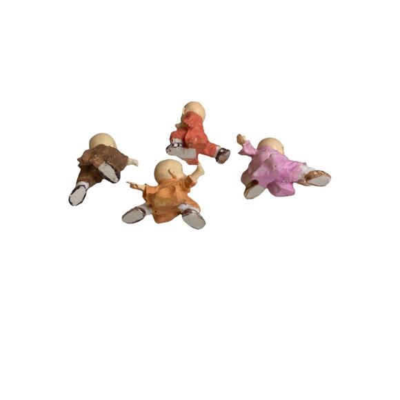 Vintage Set of 4 Baby Monk Resin Figurines Happiness 2.5" - Picture 9 of 9
